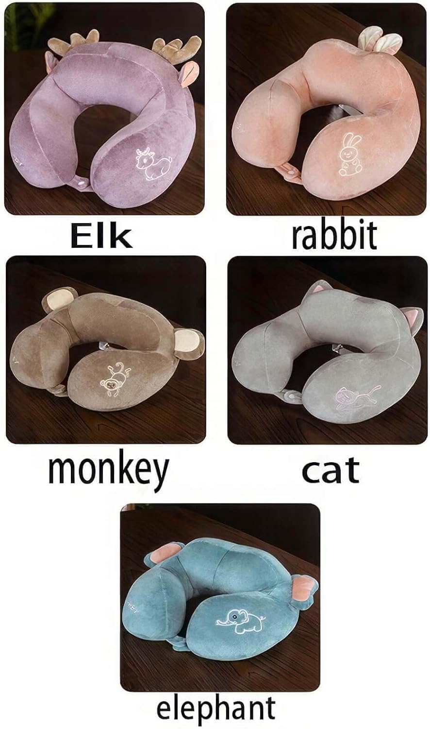 SKYBAT Cartoon animal U-shaped pillow, three-dimensional hump cervical pillow, office nap pillow, travel airplane neck pillow, suitable for children