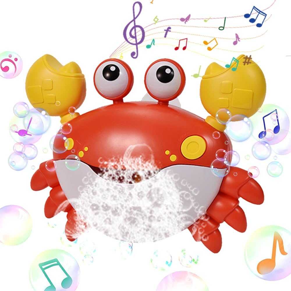 Máquina de hacer burbujas de cangrejo para baño, soplador de espuma para hacer burbujas, juguete musical de rima para bebés, niños, feliz tina,