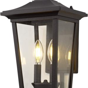 Smeike Aplique de pared grande para exteriores, linterna de 2 luces, lámpara de montaje en pared exterior con vidrio transparente, patioporche Smeike Aplique de pared grande para exteriores, linterna de 2 luces, lámpara de montaje en pared exterior con vidrio transparente, patioporche