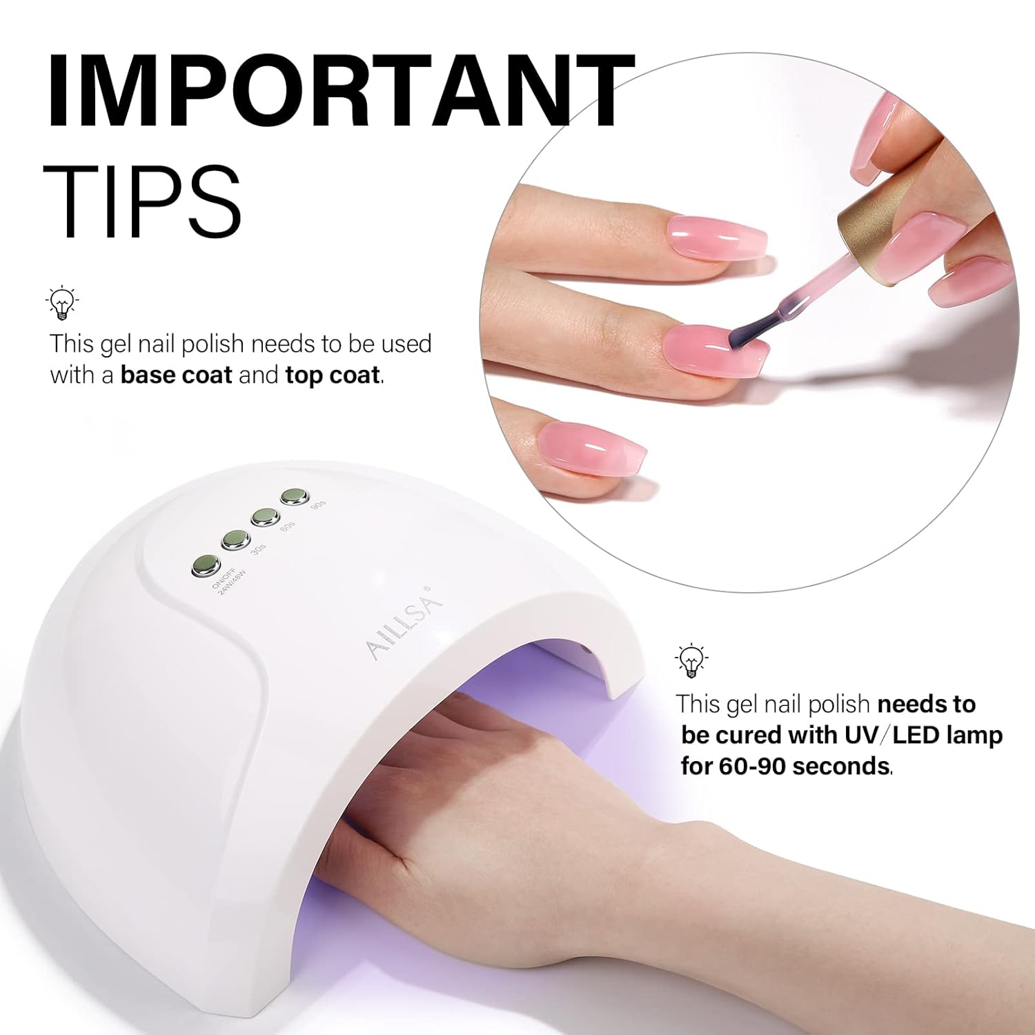 AILLSA GB53 – Esmalte de uñas de gel neutro, color nude translúcido, semipermanente, UV, esmalte de uñas de gel color neutro para arte de uñas,