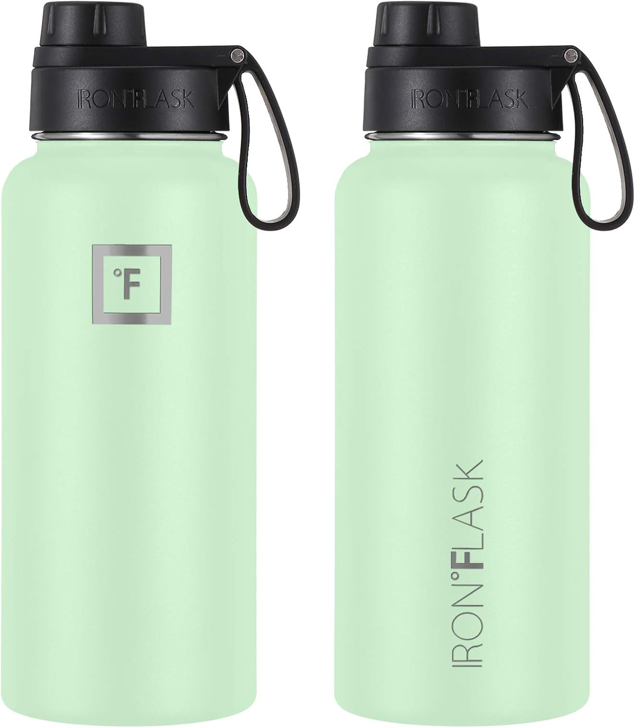 IRON FLASK – Botella deportiva para agua de 32 oz, 3 tapas (tapa de boquilla), a prueba de fugas, acero inoxidable aislado al vacío, doble pared,