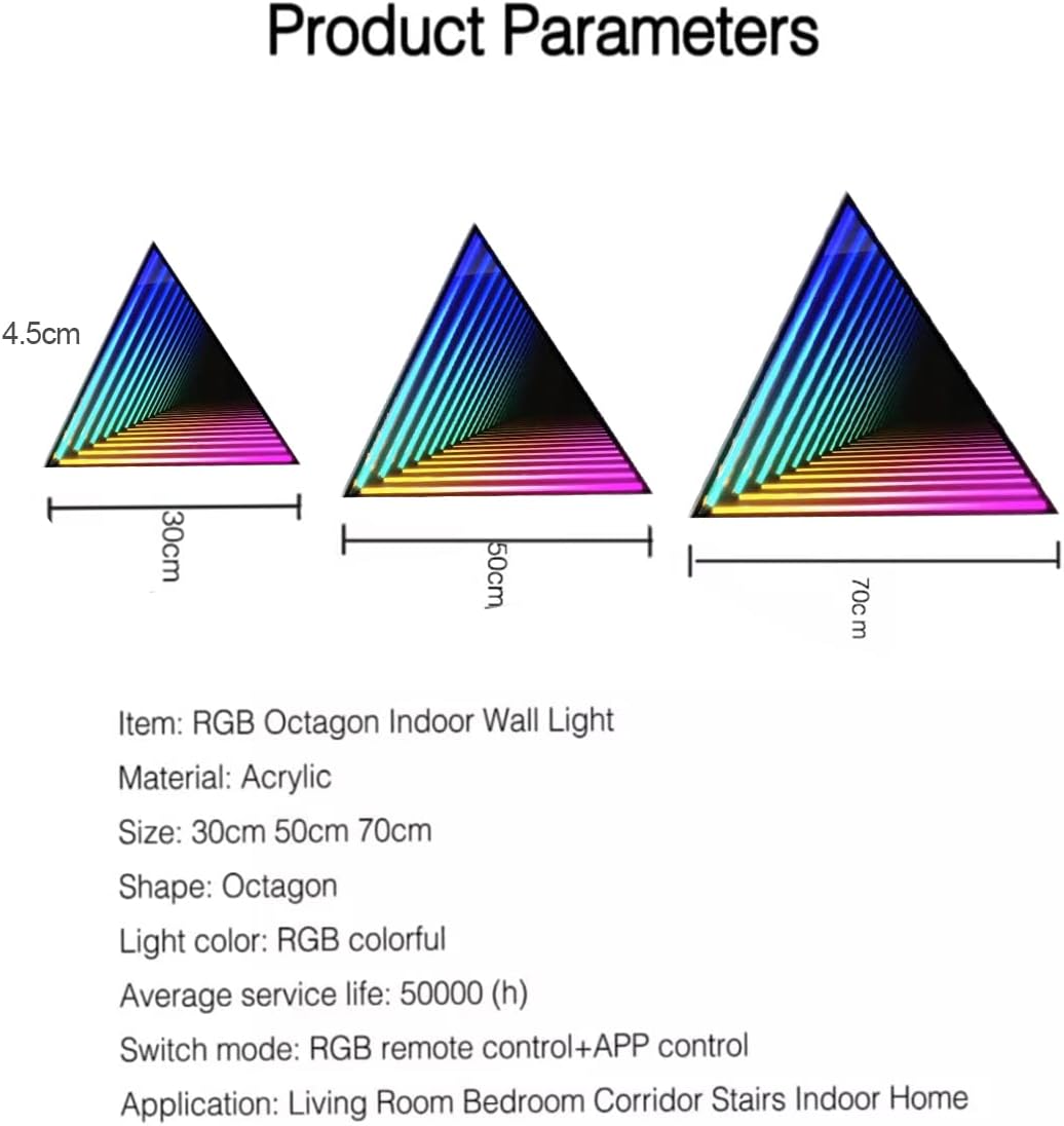 Espejo infinito, luz nocturna de túnel sensorial, lámpara inteligente de pared, lámpara de atmósfera, luz cambiante multicolor para el hogar,