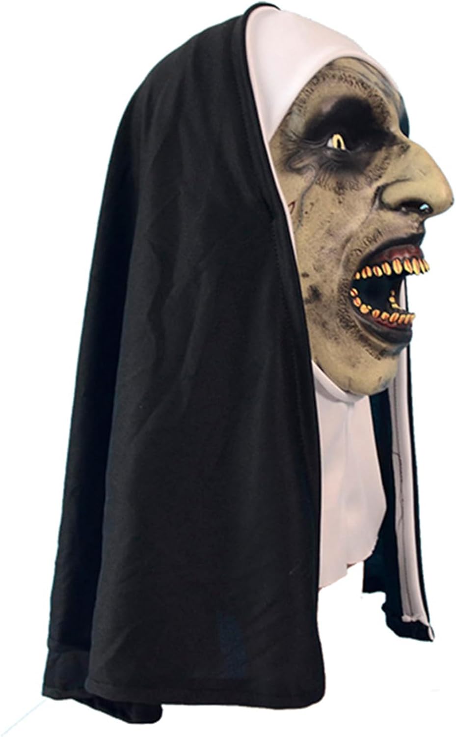 Máscara de monja del diablo Valak con pañuelo, máscara de monja demonio de cabeza completa, máscara realista de monja malvada, máscara de monja del