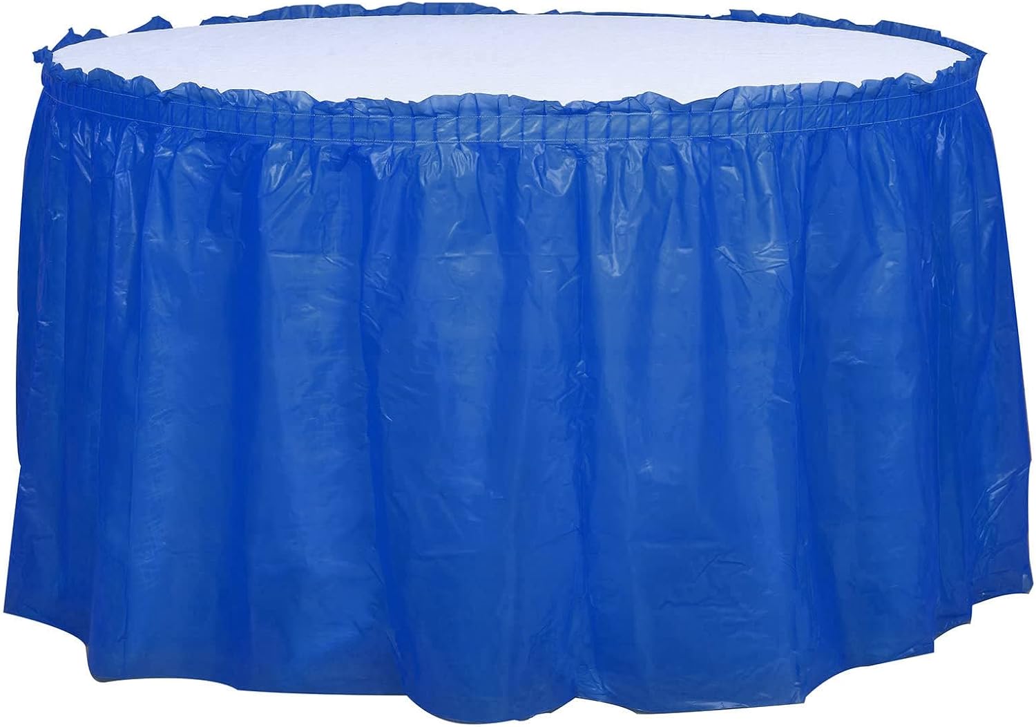 Efavormart – 5 faldas de mesa desechables de plástico con volantes, color azul rey de 14 pies, impermeables, a prueba de derrames, para exteriores e