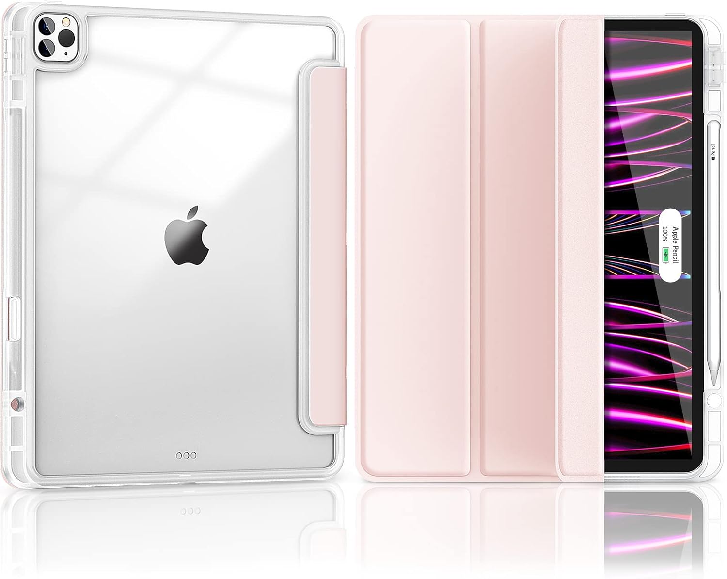 Hoidokly Funda para iPad Pro de 12.9 de 65433 generación (2022202120202018), carcasa delgada y transparente con soporte inteligente de triple