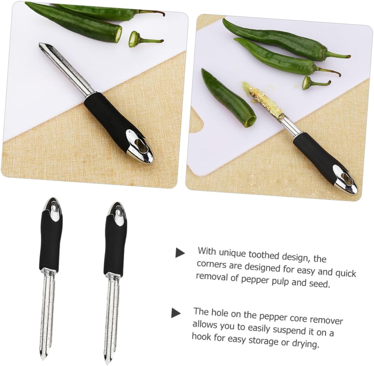Jalapeño Pimienta Corer 2 unids Jalopeno Herramienta de mano Chipotle Jalapeños s Gadgets para el hogar Tomate Corer Chicles s Herramientas para el