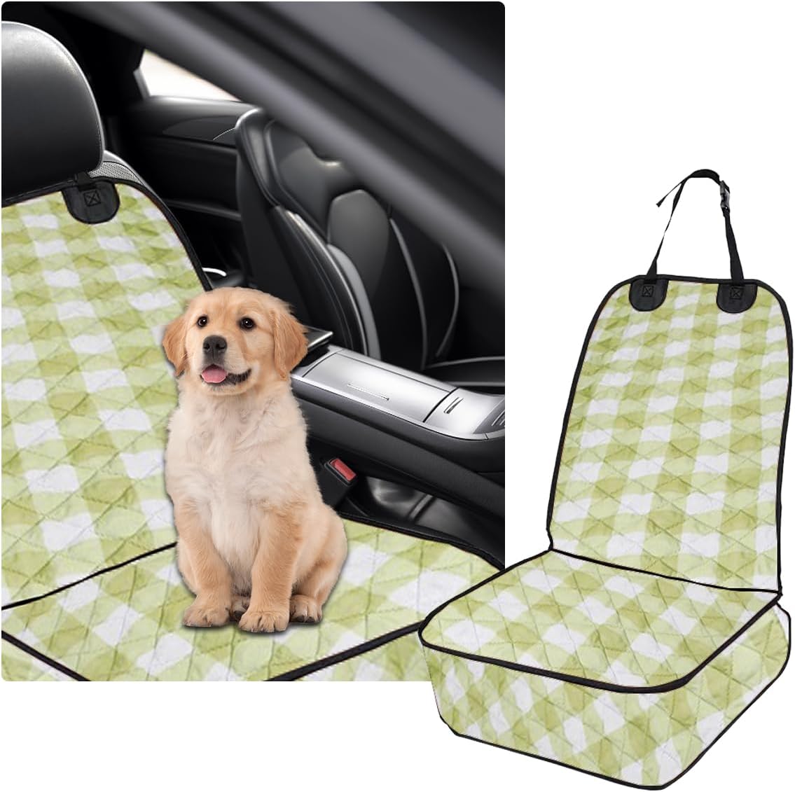 Ziciner Funda para perro para asiento delantero de automóvil, 600D impermeable, protector de asiento contra la piel y la suciedad, funda duradera