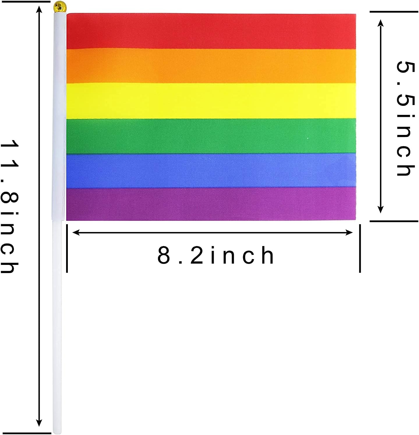 Paquete de 60 banderas pequeñas de mano con diseño de orgullo arcoíris, bandera de Estados Unidos, bandera del orgullo para gays y niñas,