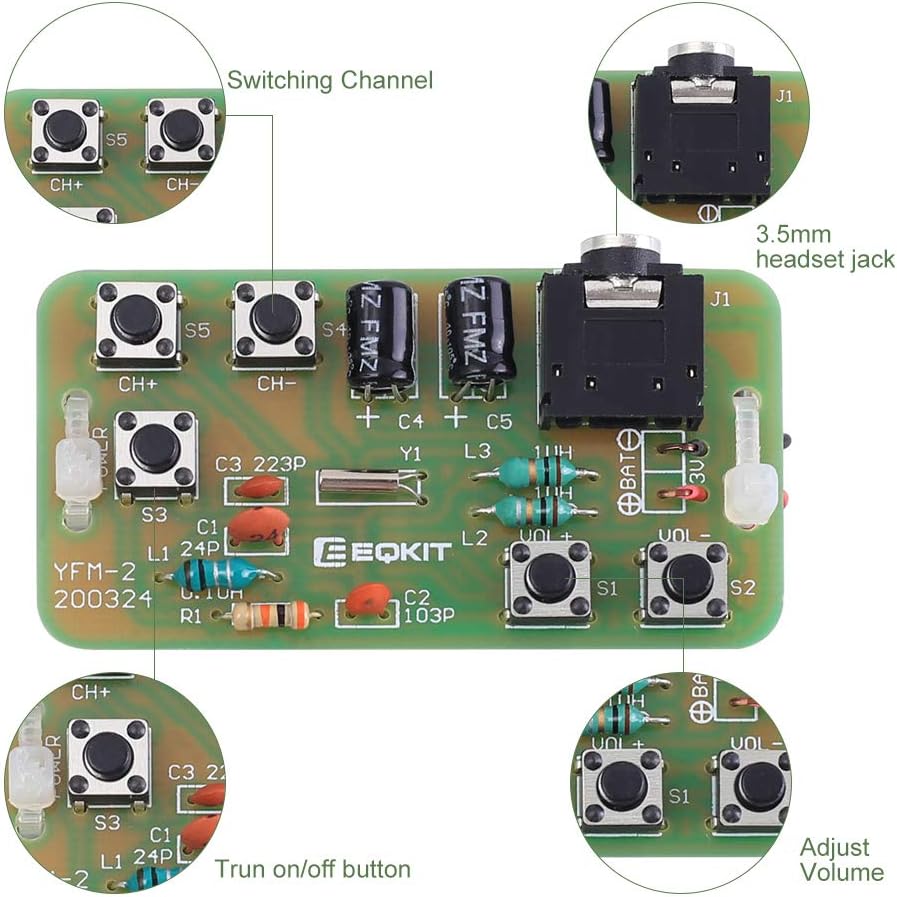 Kit de radio DIY, kit de radio FM Icstation 76MHZ-108MHZ, proyecto de soldadura, módulo de radio, kits de bricolaje, kit de práctica de soldadura