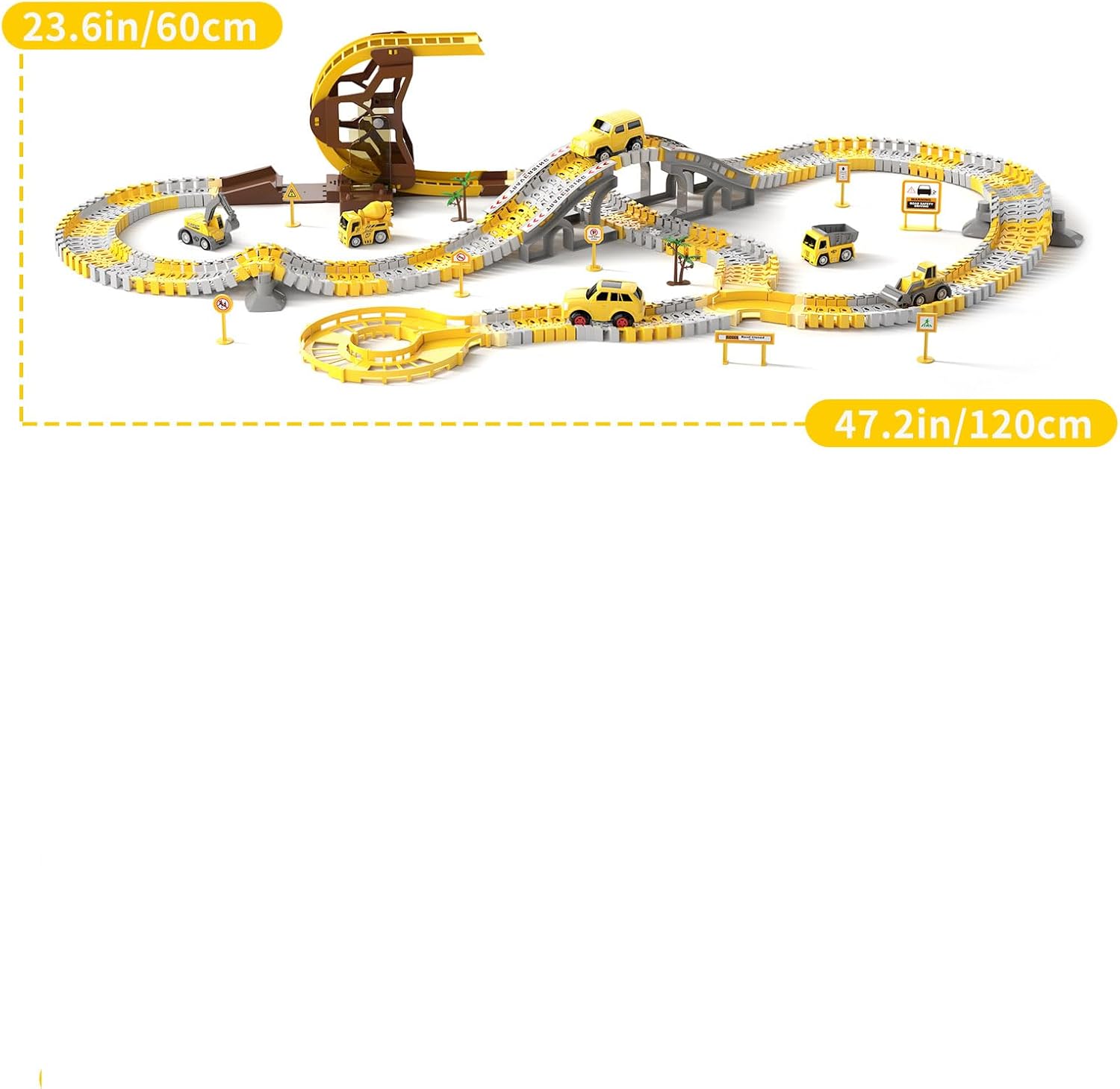 KuKuFun Juguetes de pistas de carreras, regalos para niños de 2, 3, 4, 5 años, 302 piezas de pistas de carreras de construcción, juguetes para