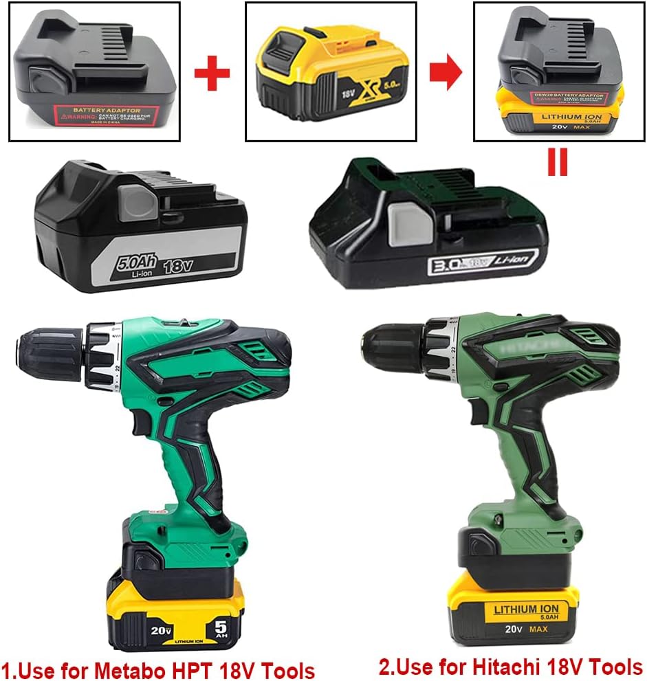 Adaptador de herramienta inalámbrica de batería de iones de litio Hitachi y Metabo HPT de 18 V para batería DeWalt 18 V 20 V MAX XR a batería