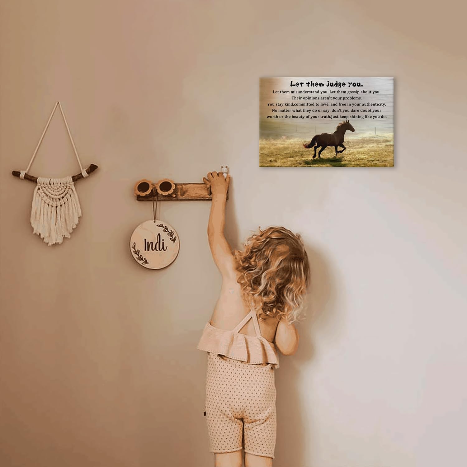 Lienzo impreso para decoración de pared para el hogar y la oficina, Let Them Judge You Quote Horse Canvas Art Print Painting Picture Christian