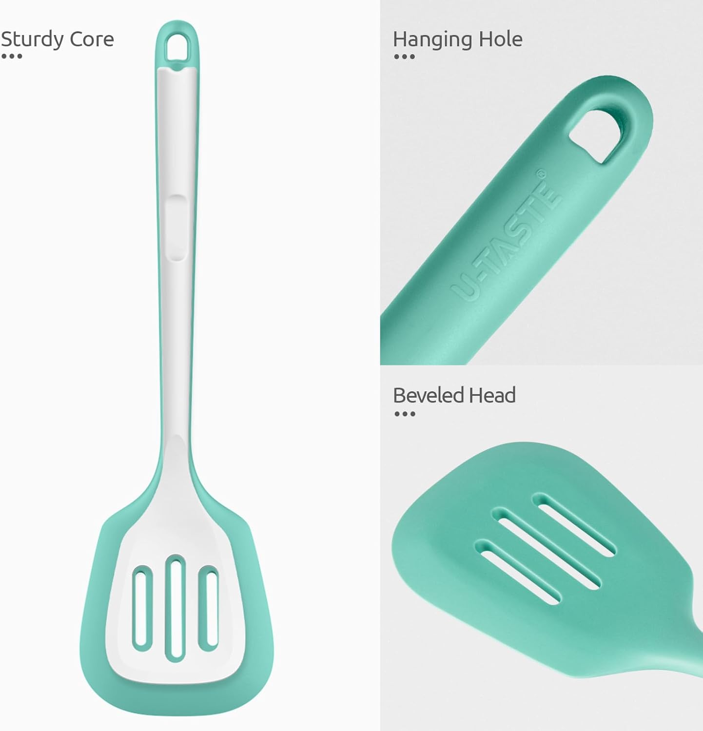 U-Taste – Espátula de silicona ranurada de 13.6 pulgadas espátula de cocina resistente al calor de 600 , libre de BPA, flexible, ancho, sin