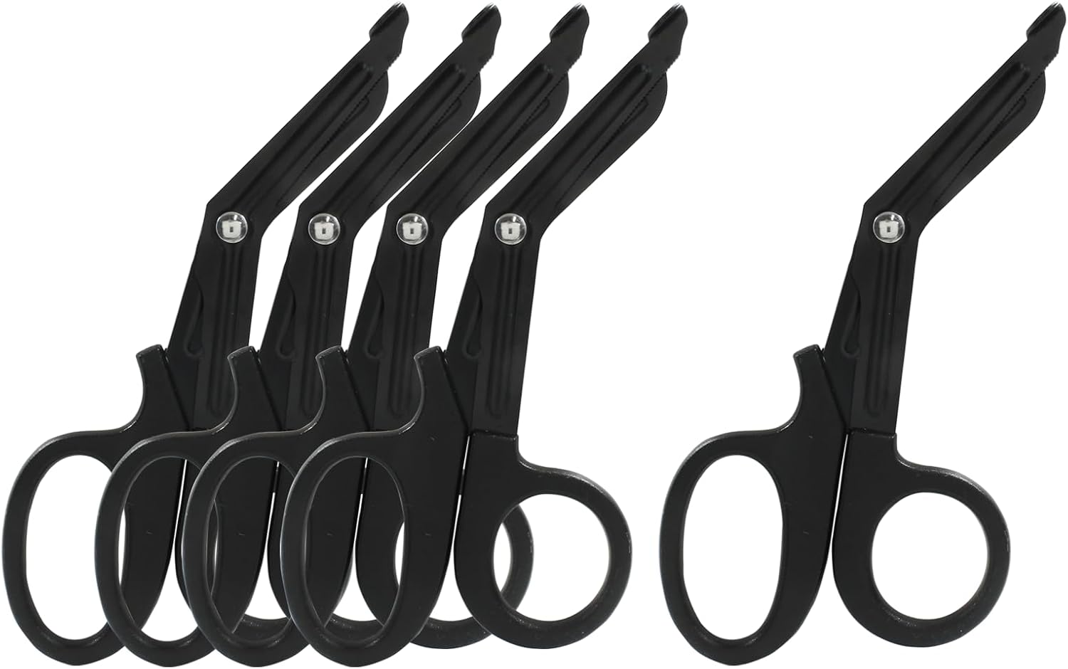5 tijeras de trauma de 7.5 pulgadas, tijeras médicas de acero inoxidable para enfermeras, juego de tijeras de vendaje negro, tijeras de trauma