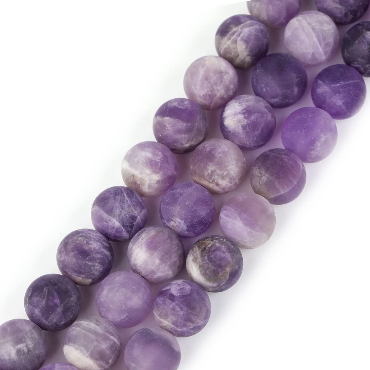 GEM-Inside – Cuentas de piedra preciosa amatista mate esmerilado redondo natural de 0.394 pulgadas (0.394 in), piedra energética de cristal para