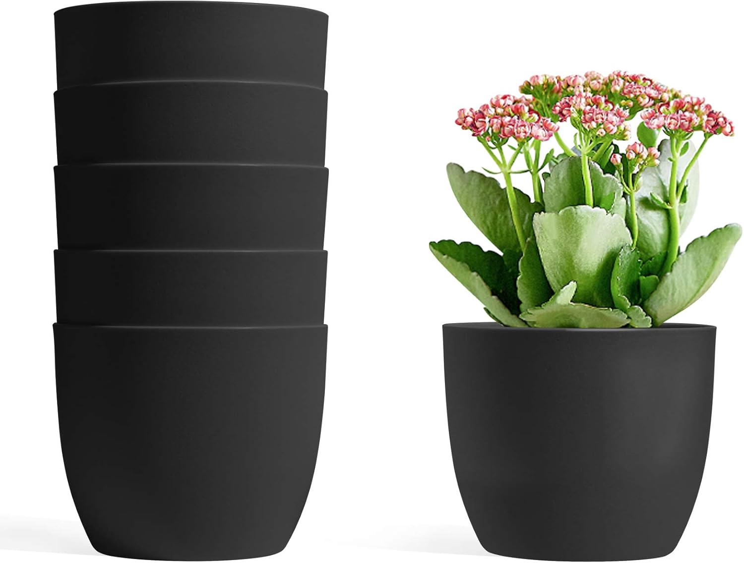 T4U – Macetero de plástico con autorregado, macetero moderno y decorativo para todas las plantas de la casa, flores, hierbas, violetas, suculentas