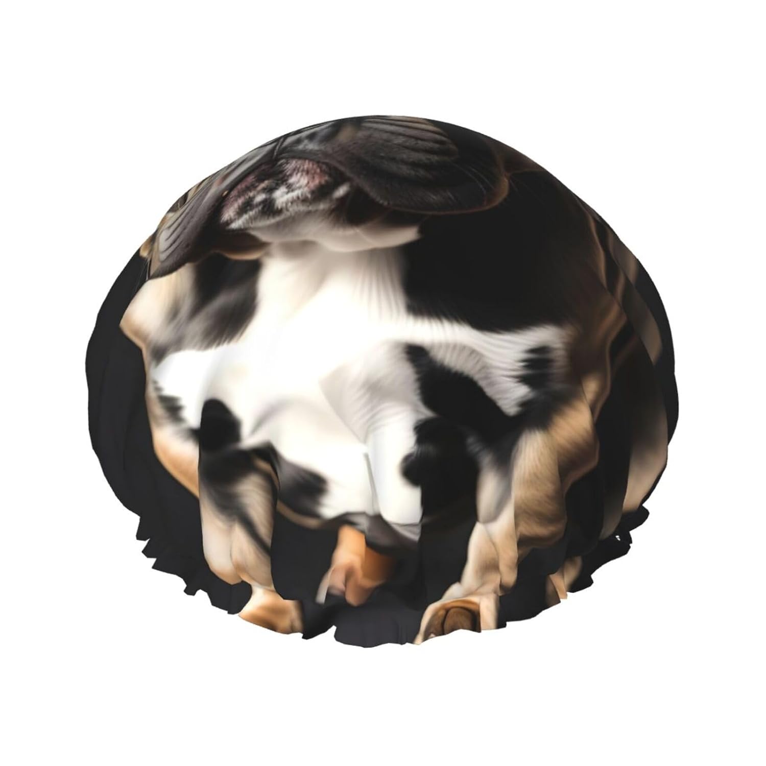 Long Ears French Bulldog Shower Cap For Women, Elastic And Reusable,Double Waterproof Layers Bathing Hat