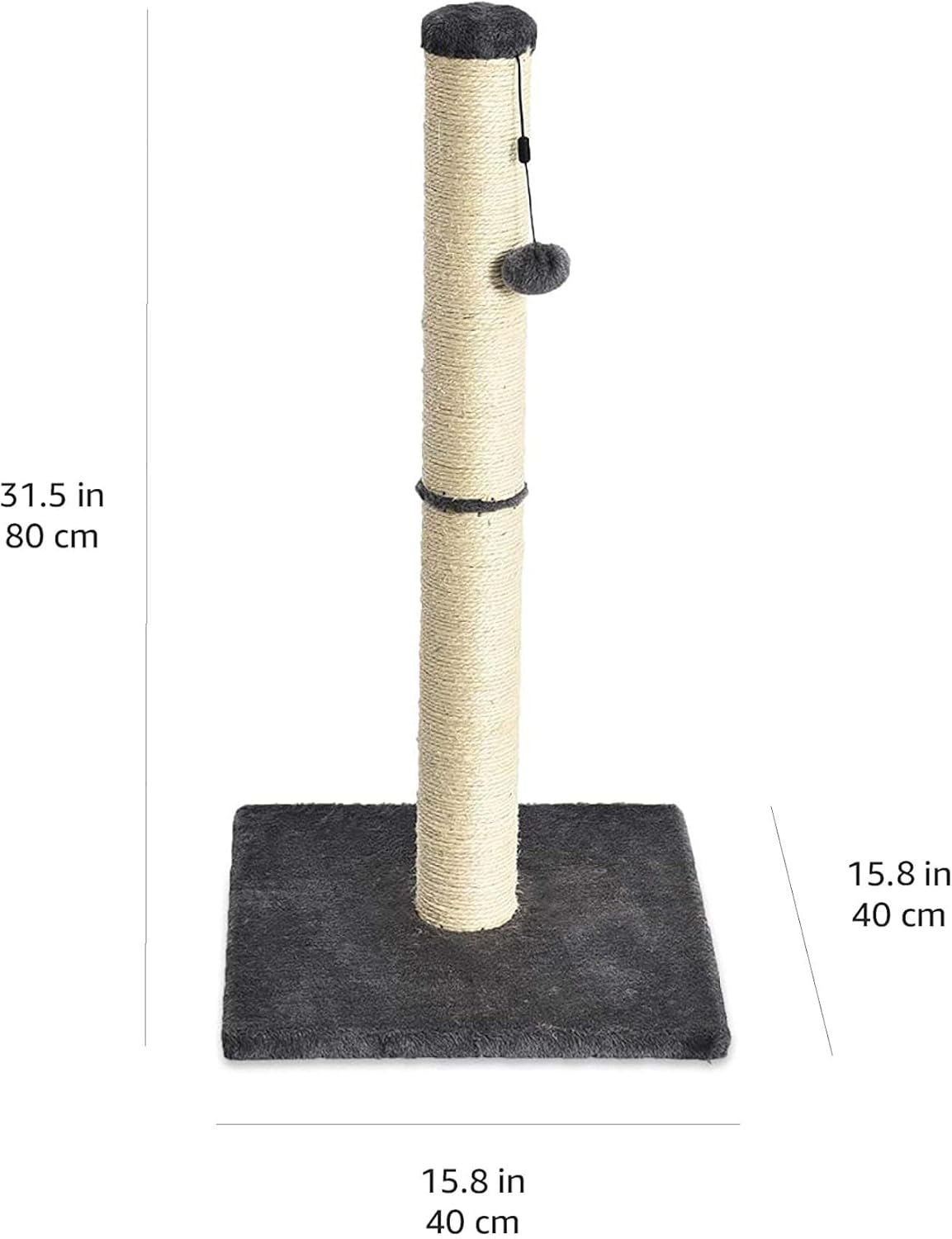 Tienda Basics Poste rascador para gatos, mediano, 15.75 x 15.75 x 31.5 pulgadas de alto, gris