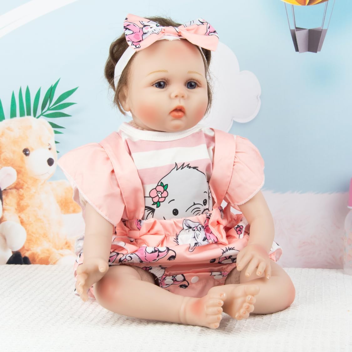 Ropa de muñeca Reborn para niña, trajes naranjas para muñecas Reborn de 20 a 22 pulgadas, accesorios de 3 piezas con patrones de elefante