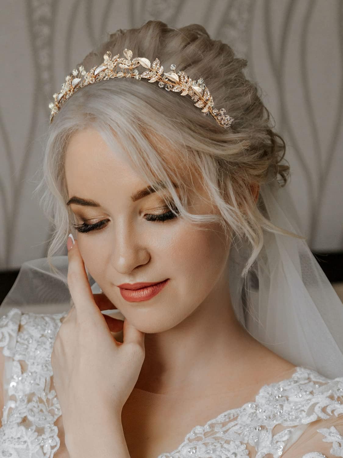 SWEETV Diadema de novia tiara para novia, tocados de boda para novia, accesorios para el cabello para boda, graduación, fotografía