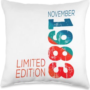 November Year Retro Vintage 1983 Edition Throw Pillow, 16×16, Multicolor November Year Retro Vintage 1983 Edition Throw Pillow, 16×16, Multicolor