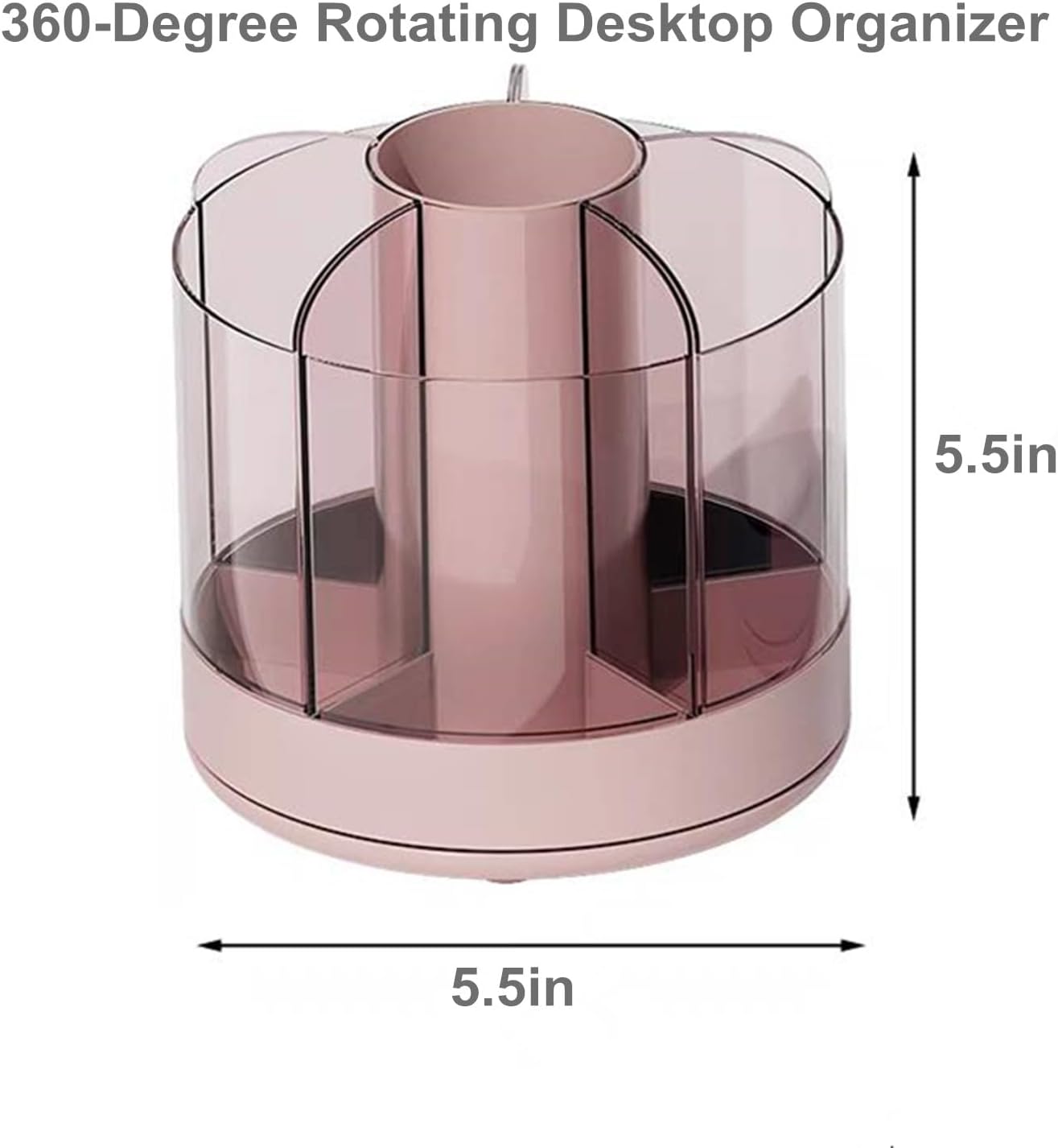 Organizadores de escritorio de rotación de 360 grados y accesorios para suministros de oficina, 6 ranuras para bolígrafo, organizador de suministros