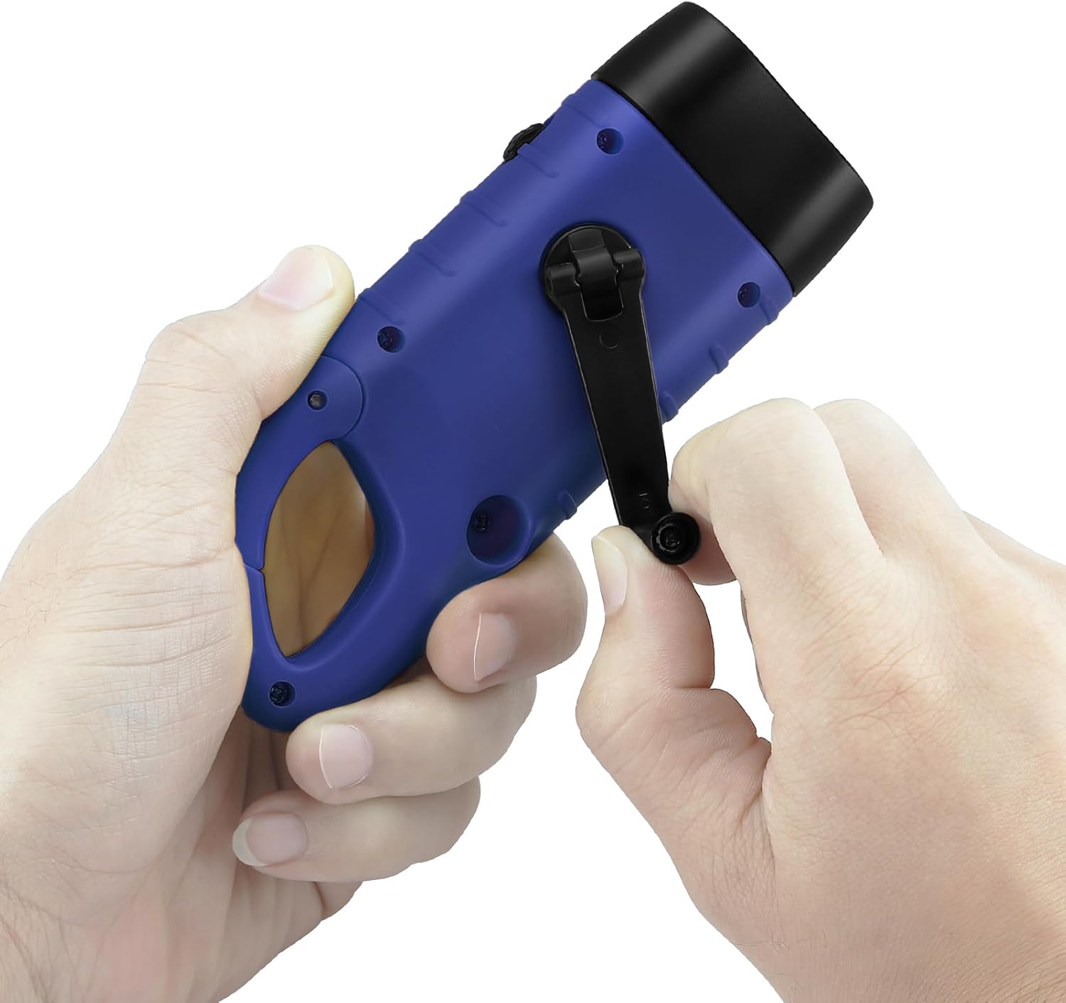 Simpeak Paquete de 2 linternas de manivela de mano, linterna LED recargable de emergencia, linterna de supervivencia, linterna de dinamo de carabina