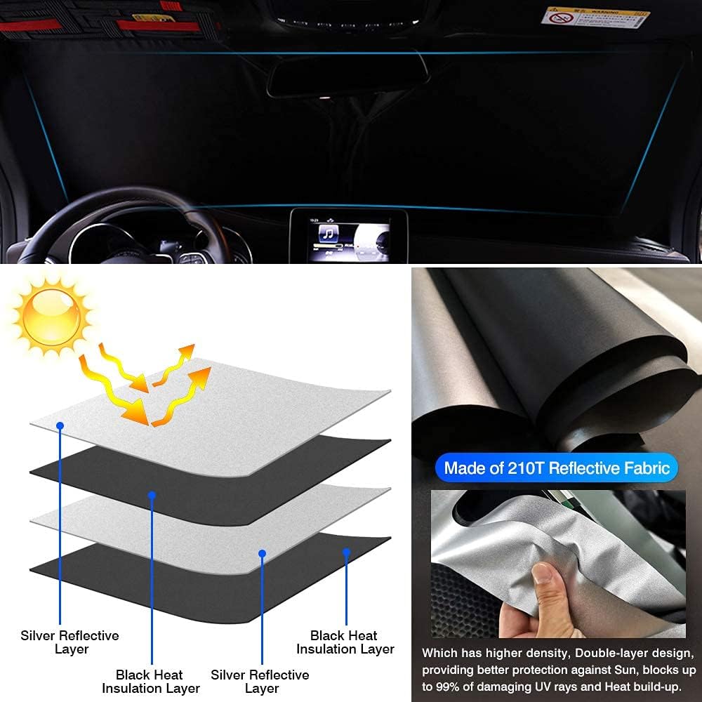 KUST – Parasol plegable para parabrisas, protector que bloquea los rayos UV y mantiene tu coche más fresco
