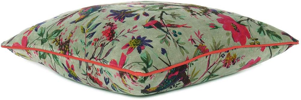Mam Treasures – Funda de cojín de terciopelo con flores y pájaros para sofá, decoración bohemia, colorido, bohemio, chic, indio, hecho a mano, solo