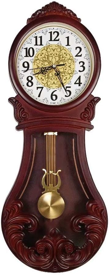 Reloj de pared con péndulo de Beesealy, reloj mecánico para abuelo, estilo retro, silencioso, para decoración de sala de estar, con péndulo, para
