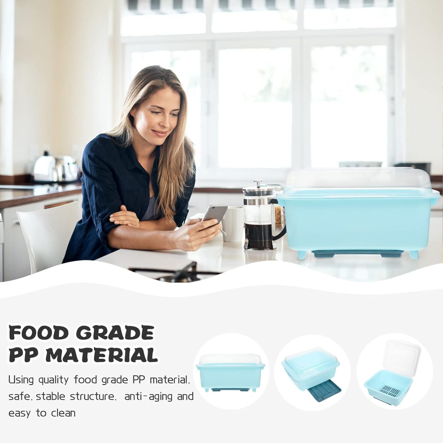 UPKOCH Escurridor de platos, escurridor de platos, cesta de vajilla para platos de cocina, bandeja para tazas, utensilios, cubertería, escurridor de