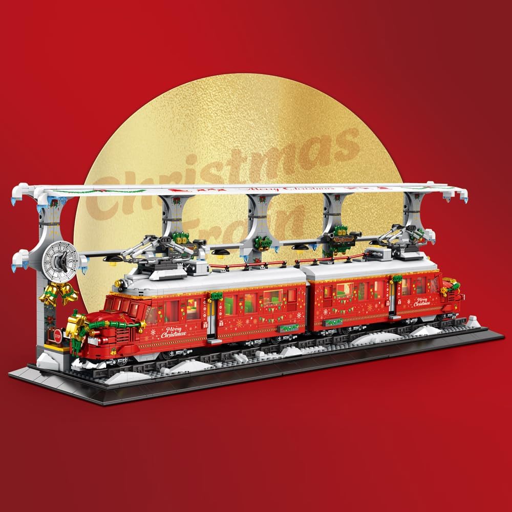 MISINI 66034 Bloques de construcción de tren de vapor, 2822 piezas, juego de construcción de trenes con luces, elementos de Navidad coleccionables,