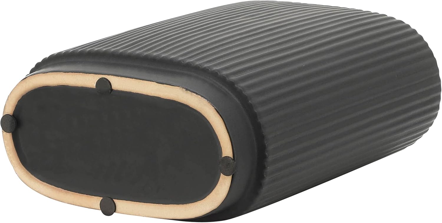 Jarrón de cerámica simple  Jarrón negro contemporáneo de 8 pulgadas para arreglos florales  Elegante centro de mesa  Decoración de mesa para el