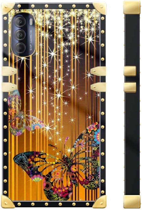 DAIZAG Funda para Moto G 5G 2022, diseño de mariposa, brillante, retro, elegante, decoración dorada, suave, antiarañazos, para niña y mujer, funda