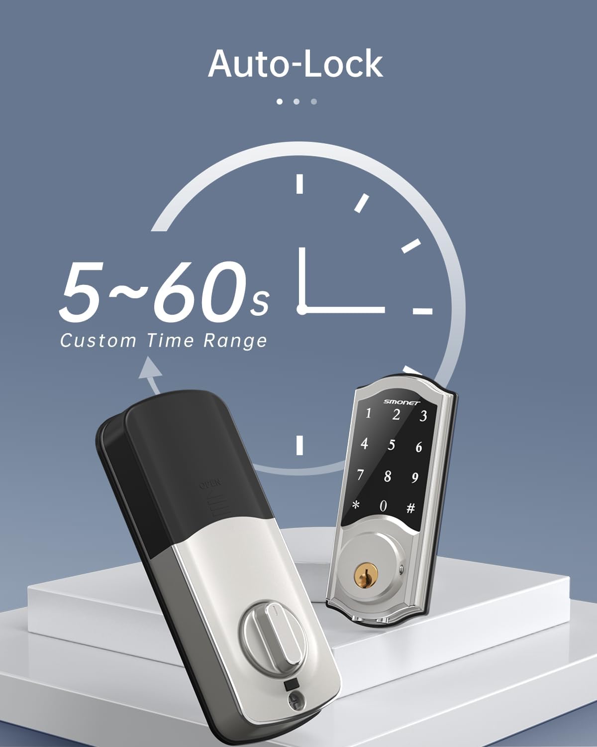 SMONET – Cerradura de puerta WiFi SMONET 5 en 1 con control remoto inteligente para puerta delantera, cerraduras de entrada sin llave, combo de