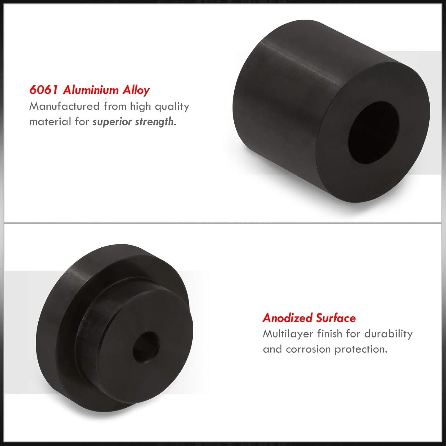 AJP Distributors 6 unids aluminio sólido diferencial diferencial diferencial montaje buje kit negro compatiblereemplazo para 350Z Z33 Fairlady Z G35