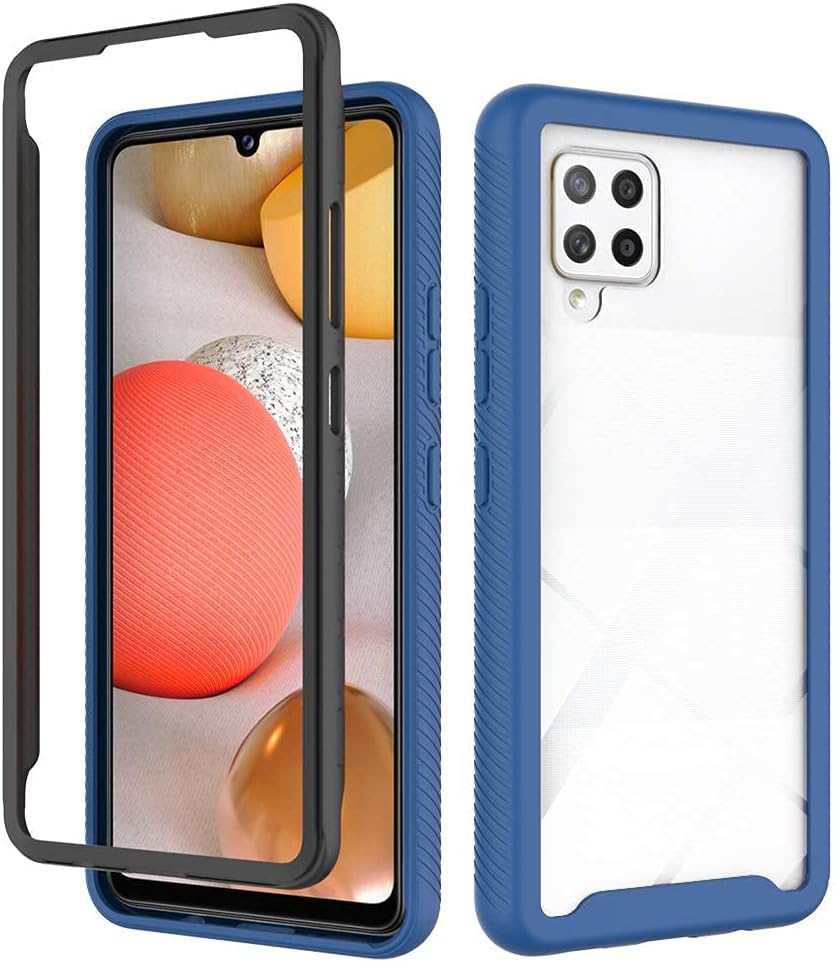 Asuwish Funda de teléfono para Samsung Galaxy A42 5G con protector de pantalla de vidrio templado y soporte delgado, funda protectora híbrida