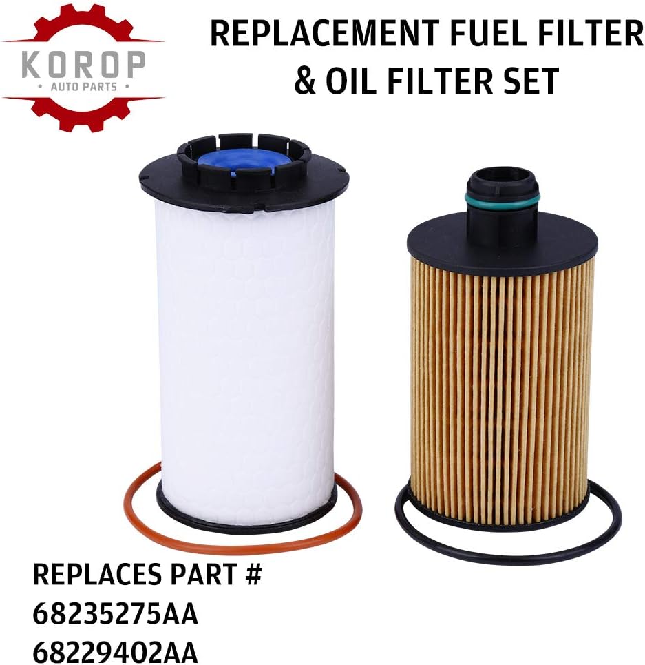 Filtro de combustible diesel 68235275AA y filtro de aceite 68229402AA, se adapta a Dodge RAM 1500 3.0L V6 motor diesel turboalimentado 2014 2015