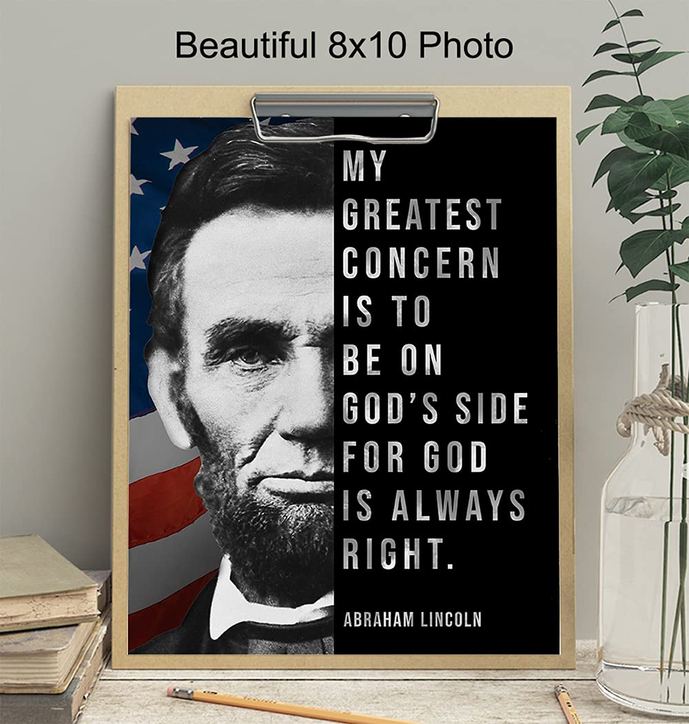 Abe Lincoln – Abraham Lincoln Poster, 8×10 – American Flag Wall Decor – Patriotic Decor – Religious Wall Decor – God Wall Decor – Christian Wall Art