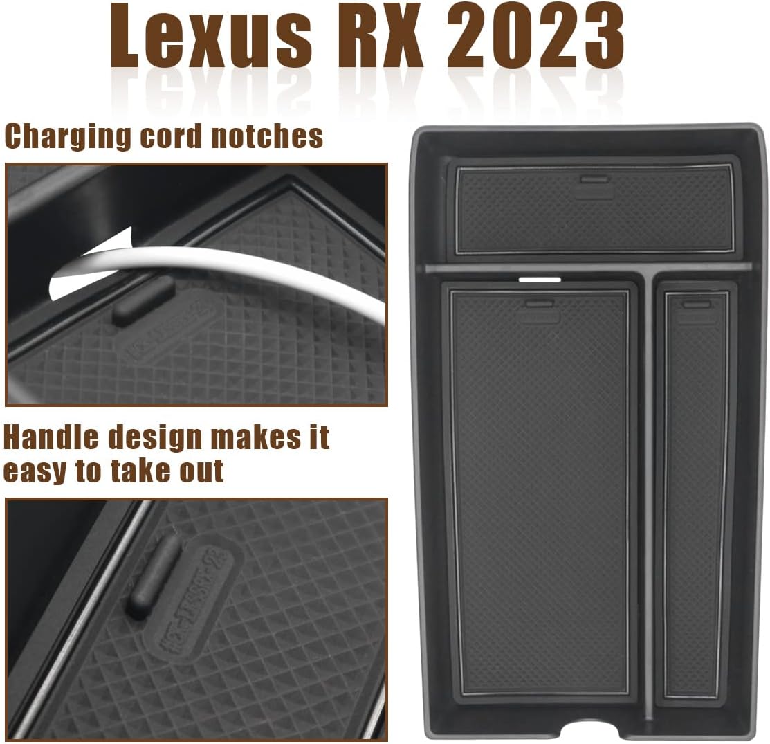 Compatible con Lexus RX 2023, organizador de consola central, bandeja de inserción, reposabrazos de material ABS, caja de almacenamiento secundaria,