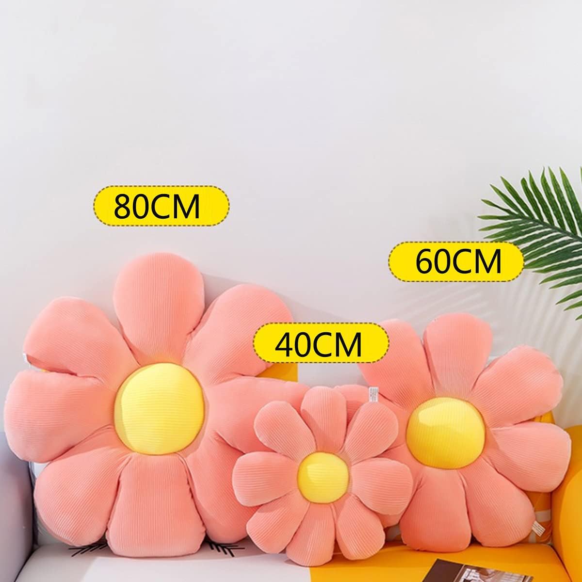 Cojín de asiento de flor de margarita, almohada de lectura de flores suaves, cojín de felpa para respaldo de silla, decoración para niñas (azul,