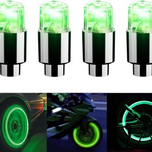 4 luces LED para cubierta de válvula de neumático, tapas de válvula de neumático que brillan en la oscuridad, luces de neón de rueda, accesorios 4 luces LED para cubierta de válvula de neumático, tapas de válvula de neumático que brillan en la oscuridad, luces de neón de rueda, accesorios