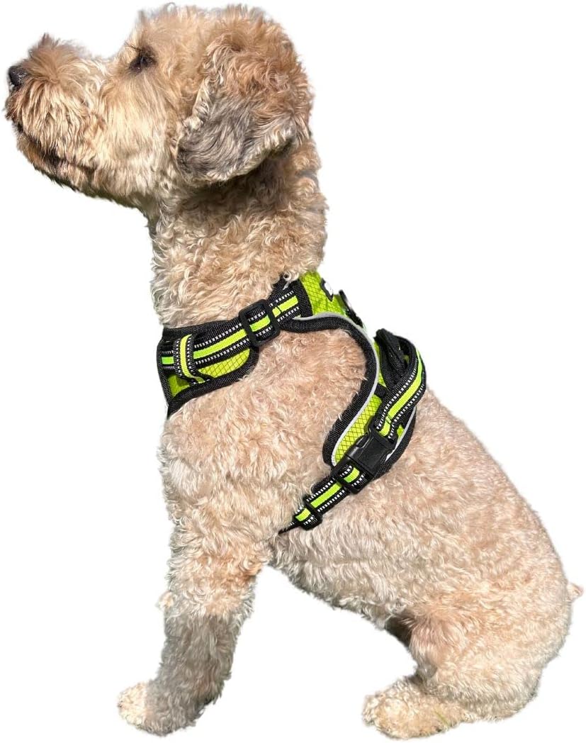 Arnés para perro  Sin tirones, reflectante, ajustable en 4 direcciones con soporte para bolsa de excrementos, máxima comodidad, suave, acolchado