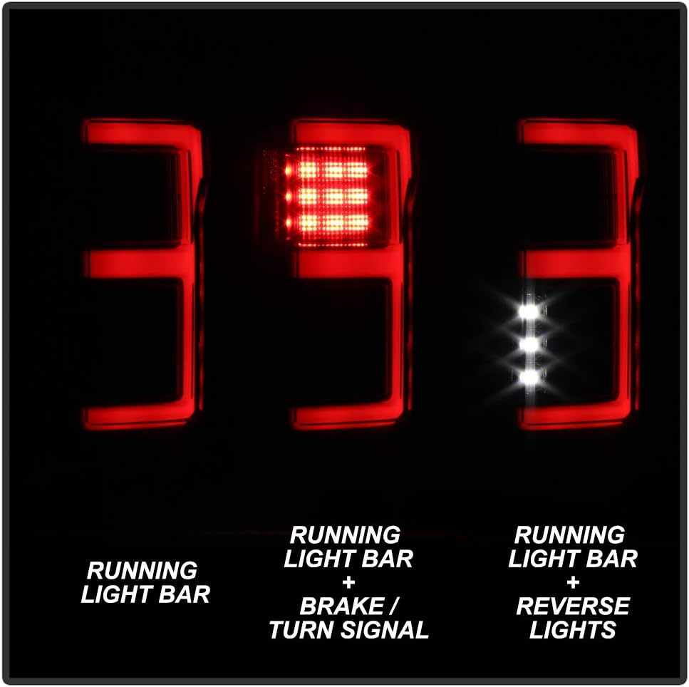 ACANII – Para Ford F150 2015 2016 2017 con sensor de punto ciego negro ahumado completo LED tubo de luz trasera luces traseras par