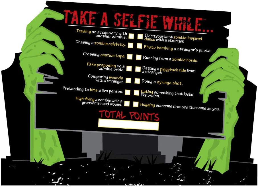 Big Dot of Happiness Zombie Zone – Selfie Scavenger Hunt – Juego de fiesta de Halloween o cumpleaños Zombie Crawl – Juego de 12