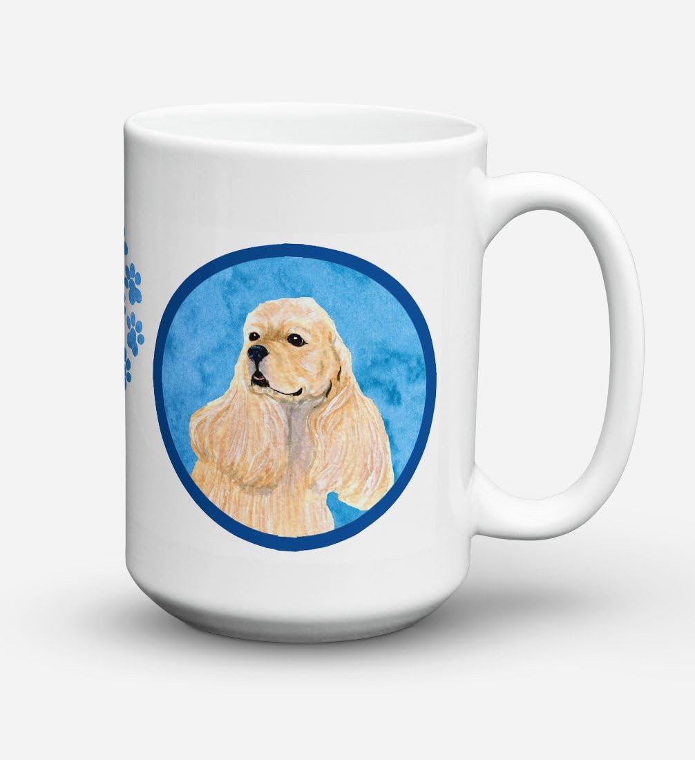 Caroline’s Treasures SS4798-BU-CM15 Cocker Spaniel – Taza de café de cerámica apta para microondas (15 onzas, SS4798, 15 onzas), multicolor