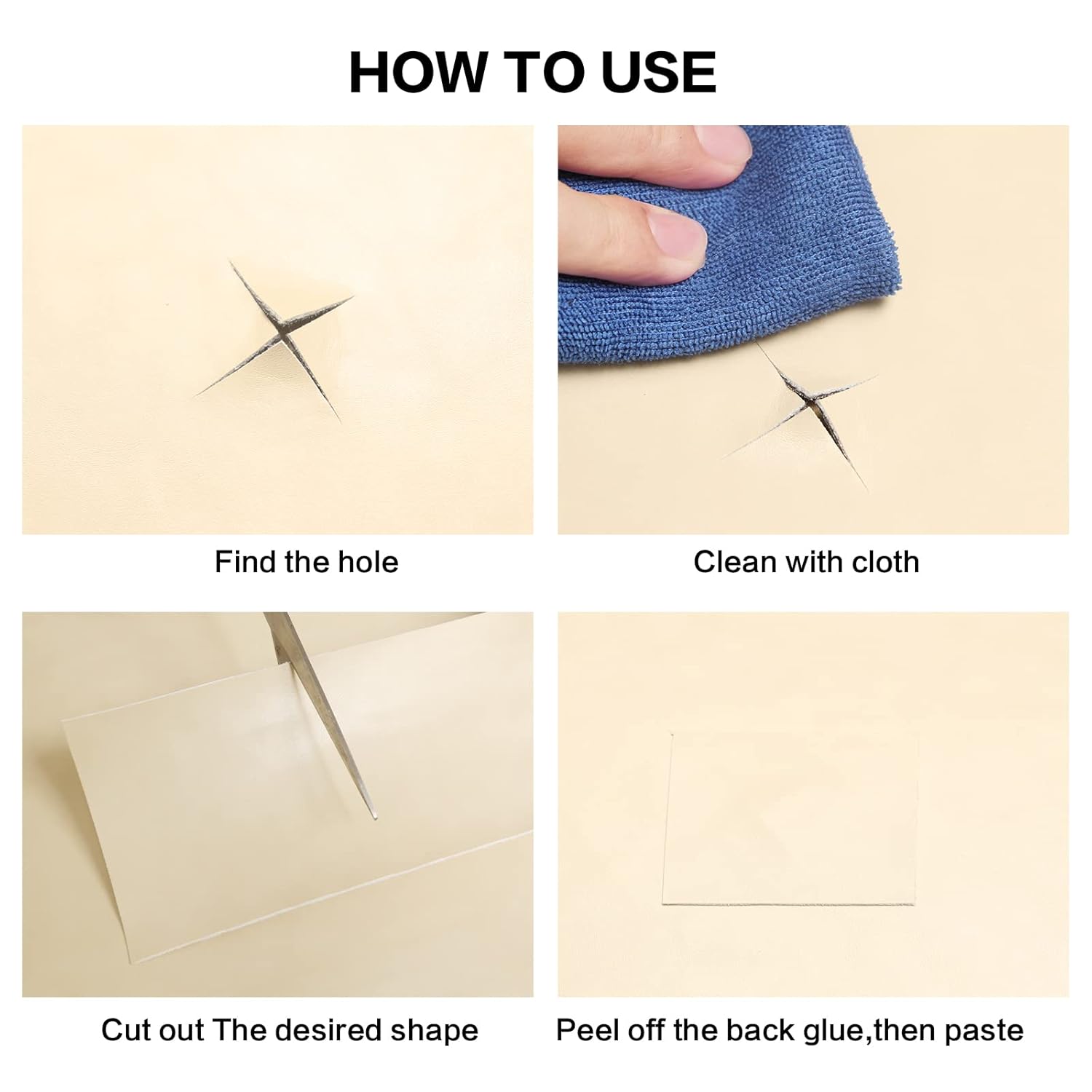 JAYONG Cinta de reparación de cuero, parche de reparación de cuero para sofá, kit de reparación de cuero para muebles para sofás, asiento de