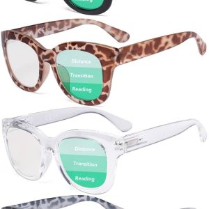 Eyekepper Paquete de 4 lentes de lectura multienfoque progresivo de gran tamaño para mujer, bloqueo de luz azul, lectura de computadora, sin línea, Eyekepper Paquete de 4 lentes de lectura multienfoque progresivo de gran tamaño para mujer, bloqueo de luz azul, lectura de computadora, sin línea,