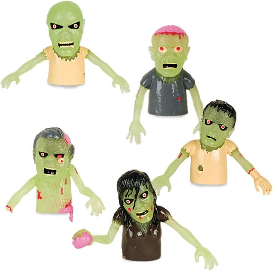 Juego de 5 marionetas de dedo zombi que brillan en la oscuridad Zombies de Halloween