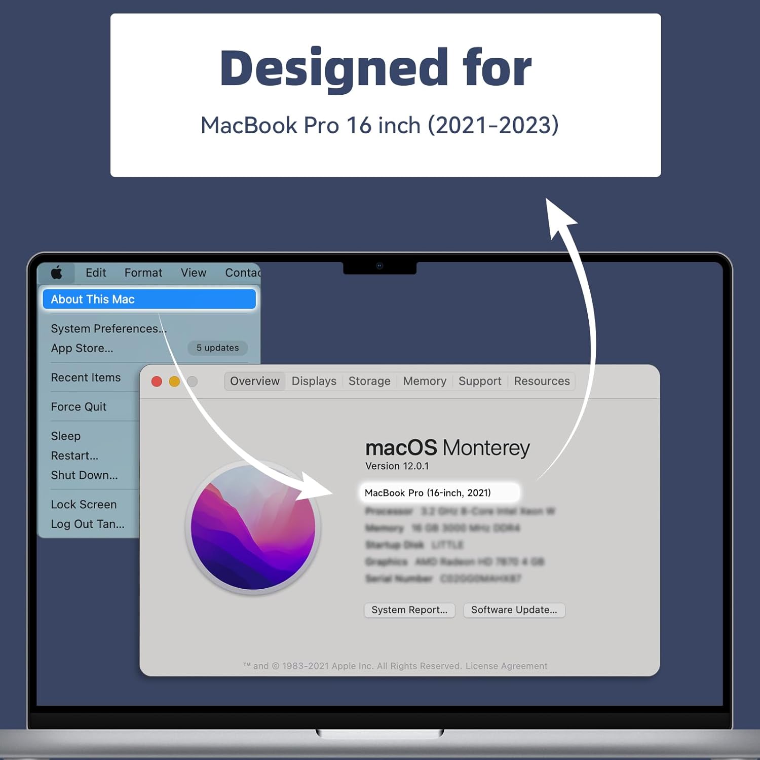Protector de pantalla magnético de privacidad compatible con MacBook Pro de 16 pulgadas (2021-2024, M1, M2), filtro de privacidad extraíble